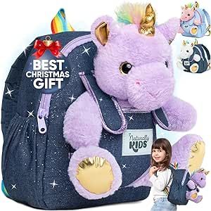 Naturally KIDS Unicorn Backpack, Unicorn Toys for Girls Age 4-6, Unicorn Gifts for Girls, 3 Year Old Girl Gifts