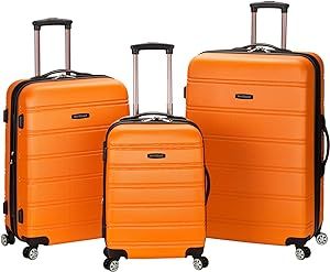 Rockland Melbourne Hardside Expandable Spinner Wheel Luggage, Orange, 3-Piece Set (20/24/28)
