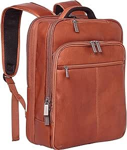 Kenneth Cole REACTION Colombian Leather 16" Manhattan Slim Laptop Travel Backpack, Cognac