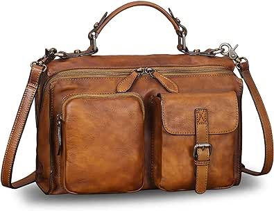 Genuine Leather Messenger Bags Satchel for Women Handmade Vintage Top Handle Crossbody Handbag Purse