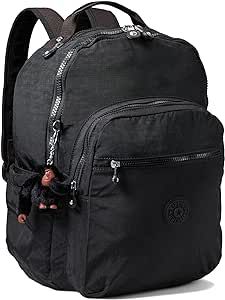 Kipling Women's Seoul 15" Laptop Backpack, Durable, Roomy with Padded Shoulder Straps, Built-in Protective Sleeve, Black Tonal, 12.75" L x 17.25" H x 9" D