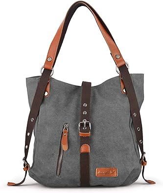 SHANGRI-LA Canvas Shoulder Bag Casual Tote Bag Backpack Handbag Purse Rucksack for Women