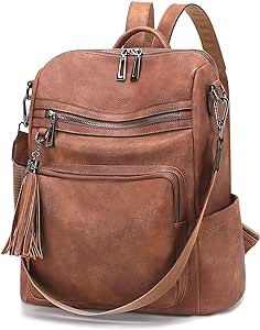 OPAGE Leather Backpack Purse for Women Fashion Tassel Ladies Shoulder Bags Designer Large Backpack Travel Bag