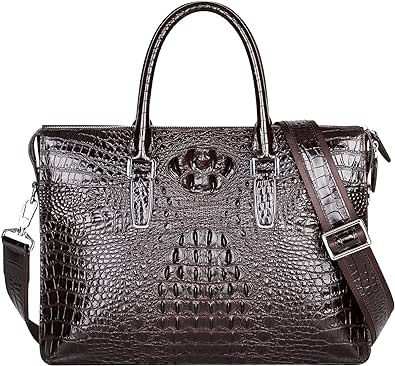 PIJUSHI Crocodile Leather Briefcase for Men Genuine Leather Slim Business Laptop Bag for Business Men