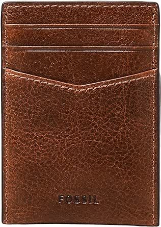 Fossil Men's Leather Minimalist Magnetic Card Case with Money Clip Front Pocket Wallet for Men