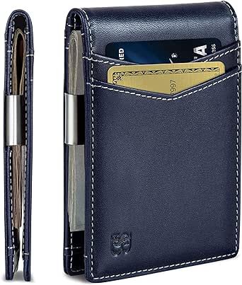 SERMAN BRANDS Money Clip Wallet - Mens Wallets slim Front Pocket RFID Blocking Card Holder Minimalist Mini Bifold