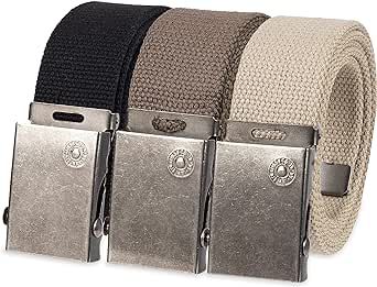 Levi's Unisex-Adult Casual Cut-To-Fit Web Belt Sets - 3 Pack Straps with 1 Interchangeable Buckle
