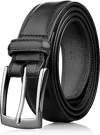 MILORDE Men's Genuine Leather Dress Belt, Handmade, 100% Cow Leather, Fashion & Classic Designs for Work Business and Casual