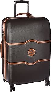 DELSEY Paris Chatelet Hard+ Hardside Luggage with Spinner Wheels, Chocolate Brown, Checked-Medium 24 Inch, with Brake